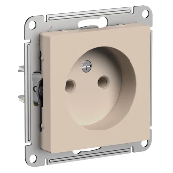 Розетка 1-ая электрическая без заземления, Песочный, серия Atlas Design, Schneider Electric