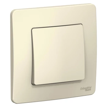 Выключатель 1-клавишный, проходной (с двух мест) (в сборе), Молочный, серия Blanca, Schneider Electric