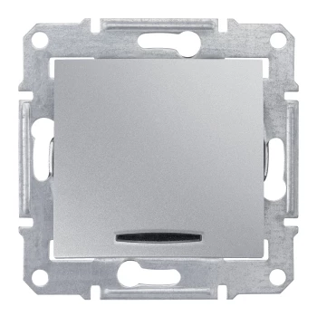 Выключатель 1-клавишный, перекрестный с подсветкой (с трех мест), Алюминий, серия Sedna, Schneider Electric
