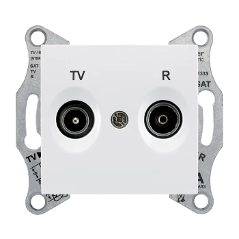 Розетка телевизионная проходная ТV-FМ 8dB, Белый, серия Sedna, Schneider Electric