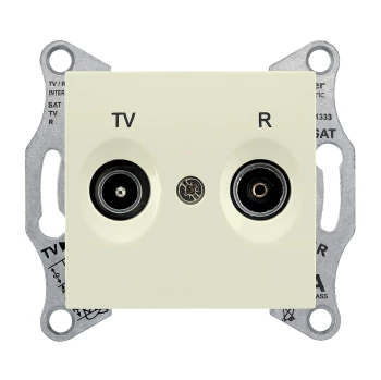 Розетка телевизионная проходная ТV-FМ 8dB, Бежевый, серия Sedna, Schneider Electric