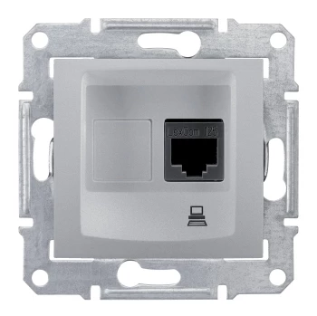 Розетка компьютерная 1-ая кат.5е, RJ-45 (интернет), Алюминий, серия Sedna, Schneider Electric