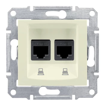Розетка компьютерная 2-ая кат.5е, RJ-45 (интернет), Бежевый, серия Sedna, Schneider Electric